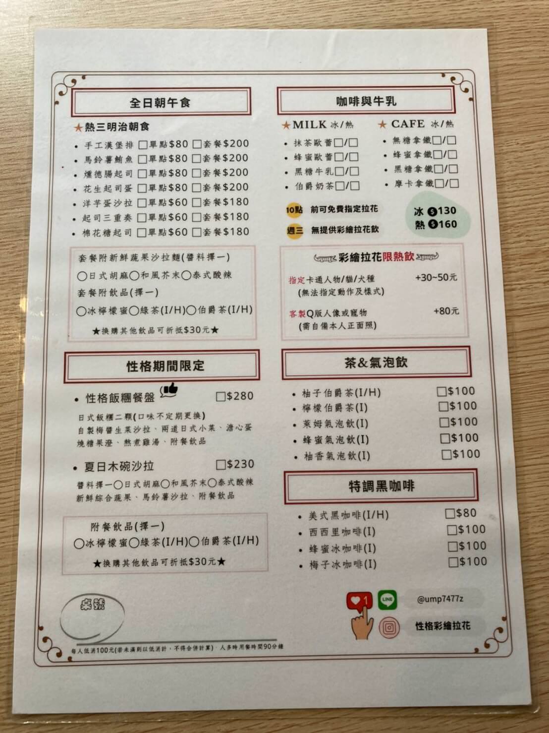 台南性格菜單